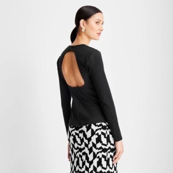 Future Collective by Kahlana Barfield Brown Black Long Sleeve Cutout Back, 3X - Picture 10 of 11